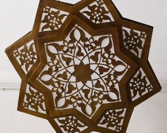 Moroccan Ceiling Light: Hand-Pierced Brass Flush Mount, 20"