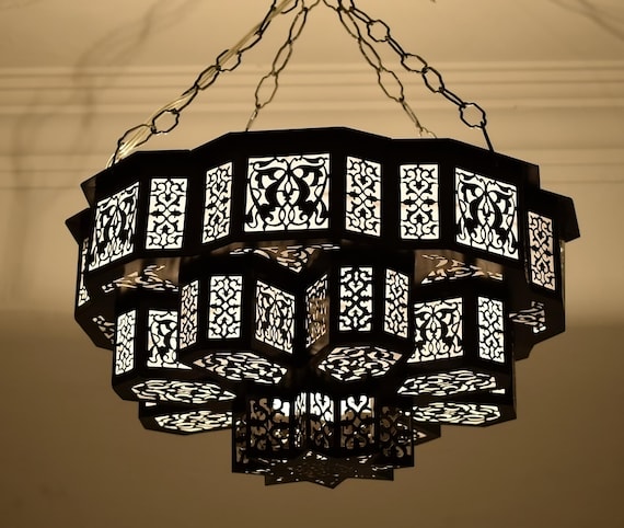 Moroccan Chandelier - Hand-Pierced Shadow Caster (Entryway Foyer, 20 Inch)