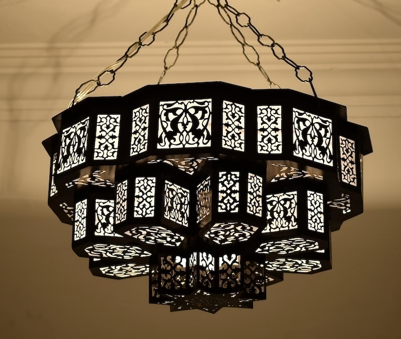 Moroccan Chandelier: Hand-Pierced Shadow Caster (Entryway Foyer, 20 Inch)