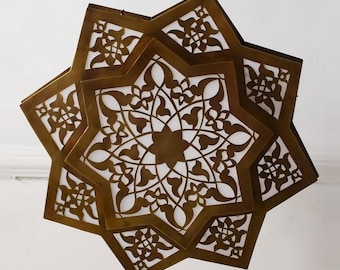 Moroccan Star Ceiling Light, 8 Pointed Hand-Pierced Brass Flush Mount, Handmade Light Fixture for a Kitchen, Hallway or Entryway