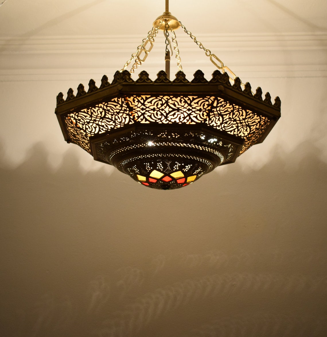 Brass Moroccan Chandelier With Bronze Oxidized Finish Etsy