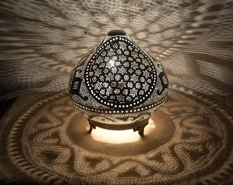 Moroccan Floor Lamp: Brass Lantern with Intricate Cutouts