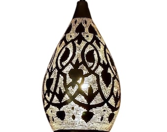 Moroccan Pendant Lamp - Brass, Handcrafted with Intricate Patterns