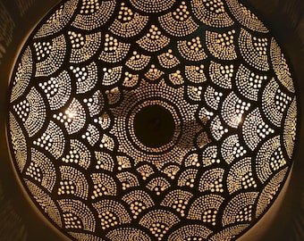 Moroccan Brass Flush Mount Light (Hand-Pierced, 18-Inch)