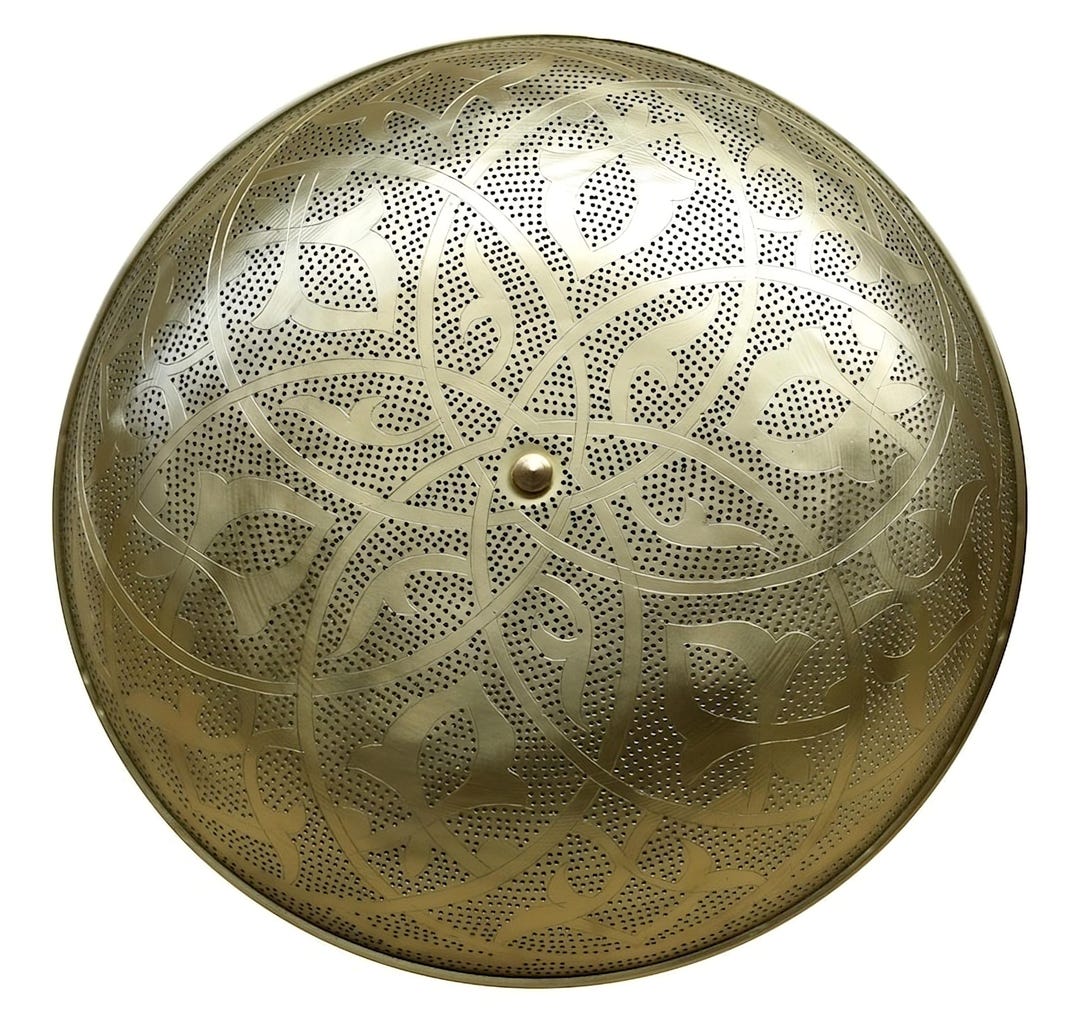 モロッコ真鍮製シーリングライト（埋め込み式、18インチ、シルバー