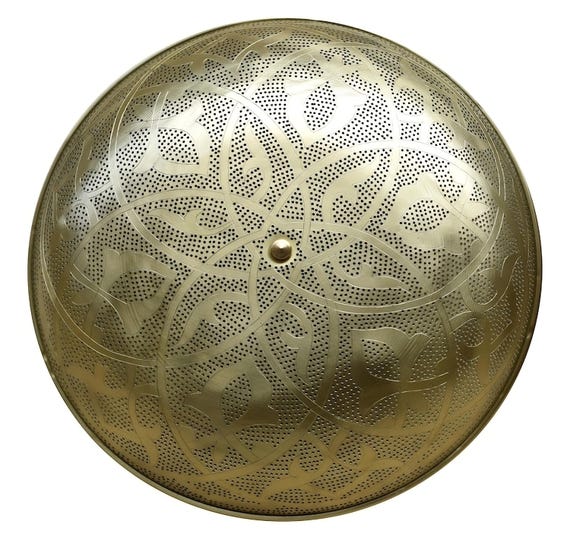 モロッコ真鍮製シーリングライト（埋め込み式、18インチ、シルバー