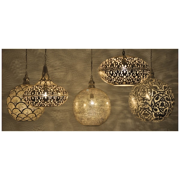 Moroccan Lamps Lighting-Kitchen Island Lamps-Set of 5 Moroccan Lamps- CUSTOMIZABLE ORDER