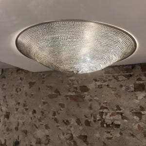 Flush Mount Moroccan Ceiling Light – Handmade Brass Dome Fixture for Hallway, Bedroom, or Entryway