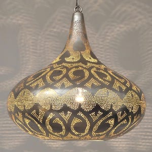Handcrafted Brass Moroccan Pendant Lamp: Rustic Living Room Lighting
