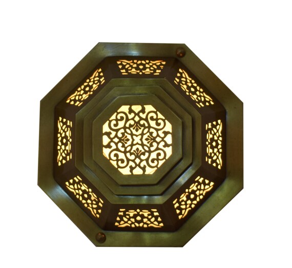 Moroccan Matte Gold Brass Wall Lamp Sconce Light Flush Mount Ceiling Light Fixture