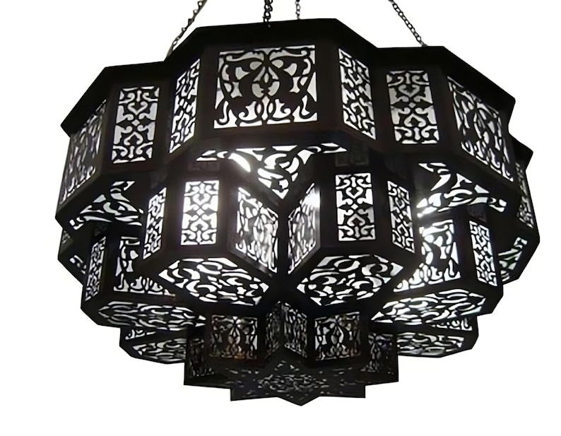 Moroccan Chandelier: Hand-Pierced Shadow Caster (Entryway Foyer, 20 Inch), view 2