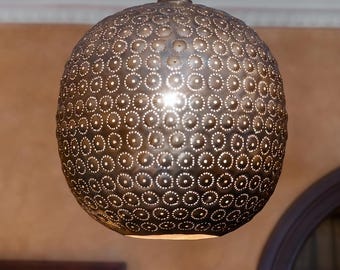 Moroccan Pendant Light - Brass Turkish Lantern with Warm Glow