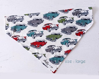 Antique Cars Slip On Dog Bandana by Cheffy and Co