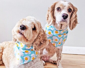 Sunny Side Up Eggs Tie On Dog Bandana by Cheffy and Co