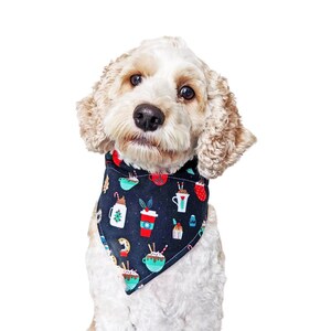 Christmas Winter Drinks Slip On Dog Bandana by Cheffy and Co