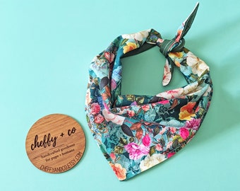 Teal Garden Tie On Dog Bandana by Cheffy and Co