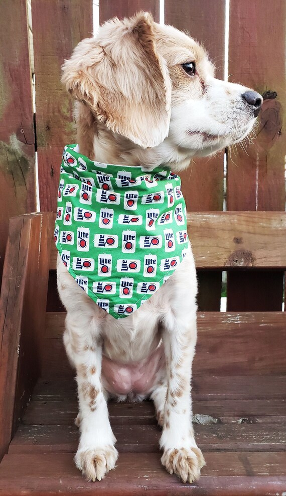 Mini Miller Lite Beer Cans on Green Slip on Dog Collar Bandana Etsy