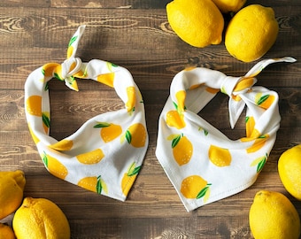 Lemons Tie On Dog Bandana by Cheffy and Co