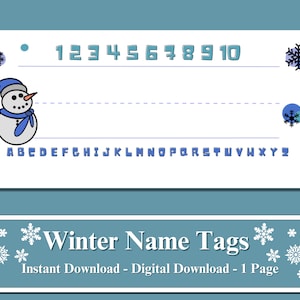 Winter Name Tags - Instant Download - Winter Printable - Classroom Decor - Classroom decorations