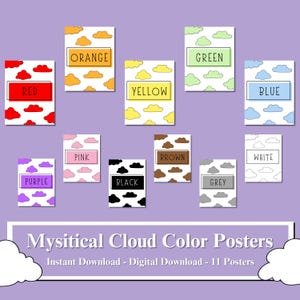 Posters couleur nuage mystique : décoration de la salle de classe (téléchargement numérique)