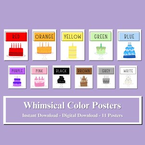 Posters d&#39;apprentissage aux couleurs fantaisistes : décoration de la salle de classe (téléchargement numérique)