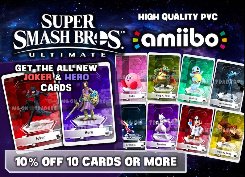 Super Smash Bros Amiibo Cards Etsy