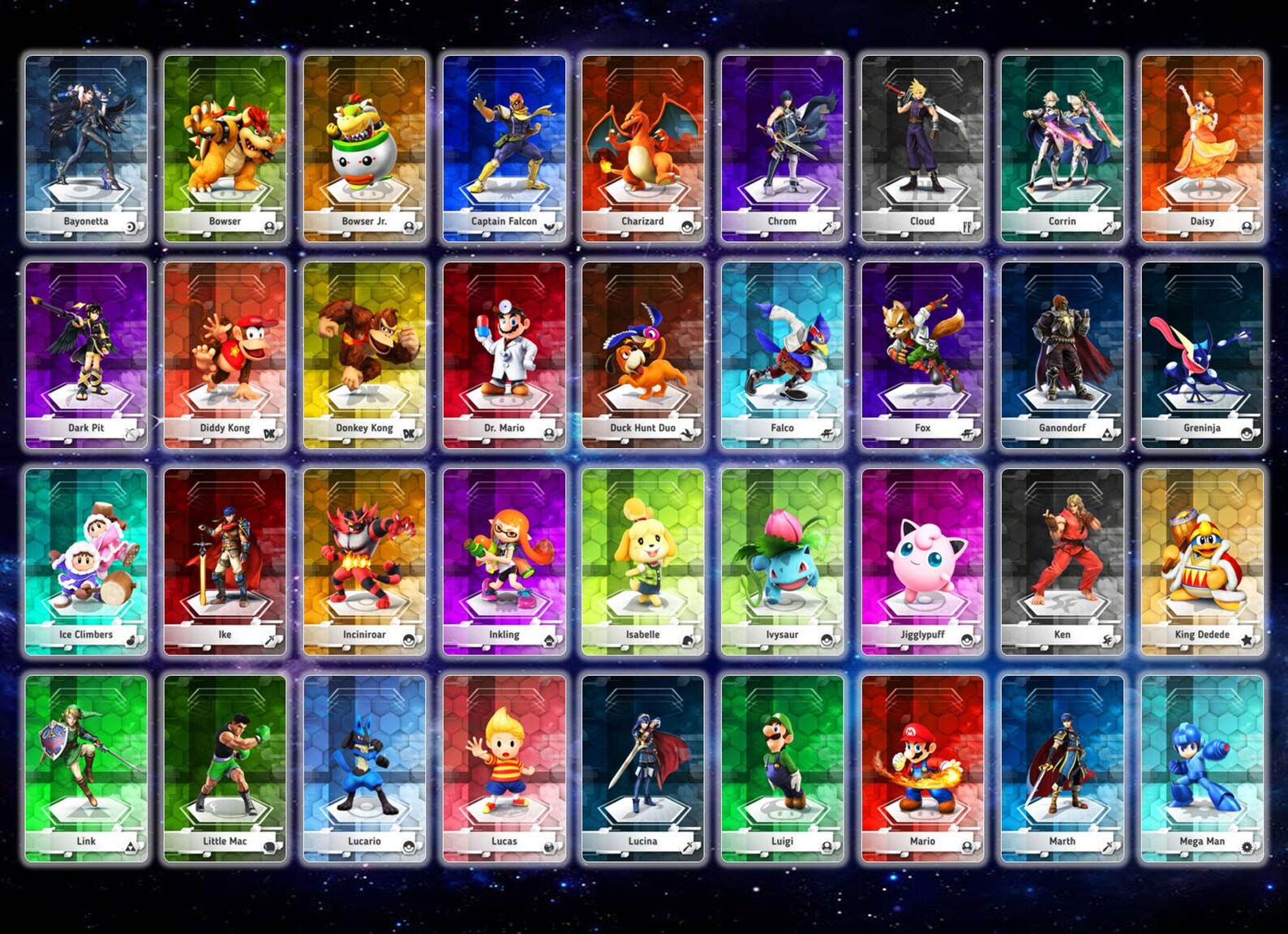 Super Smash Bros Amiibo Cards Etsy