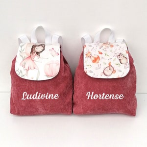 Sac à dos enfant maternelle idéal pour le doudou et le goûter personnalisable au prénom de l'enfant motif animaux