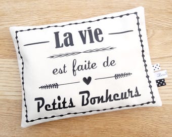 Bouillotte sèche déhoussable avec message personnalisable au blé et lavande