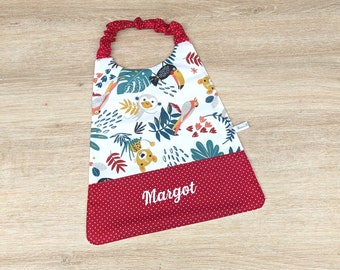 Serviette de table enfant élastiquée avec prénom en coton idéal pour la cantine à la maternelle