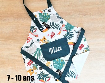 Customizable children's kitchen apron size 7 - 10 years, gift for gourmets