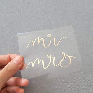 3&quot; Mr and Mrs Vinyl Stickers | Wedding Decals | Modern Calligraphy