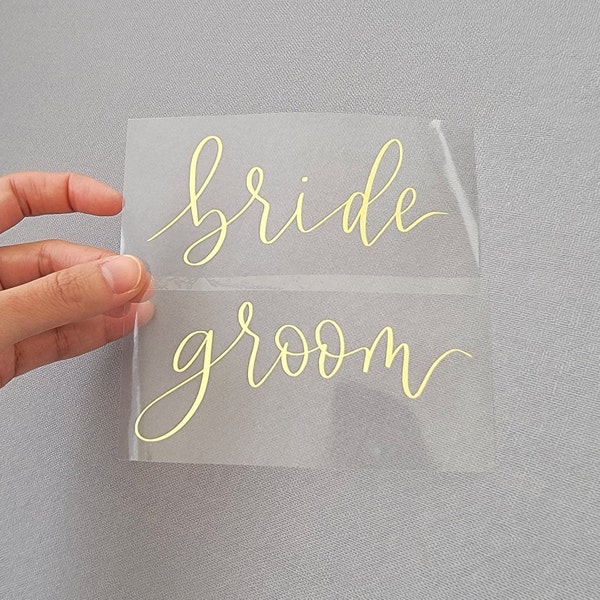 4" Bride and Groom Vinyl Stickers | Wedding Decals | Modern Calligraphy