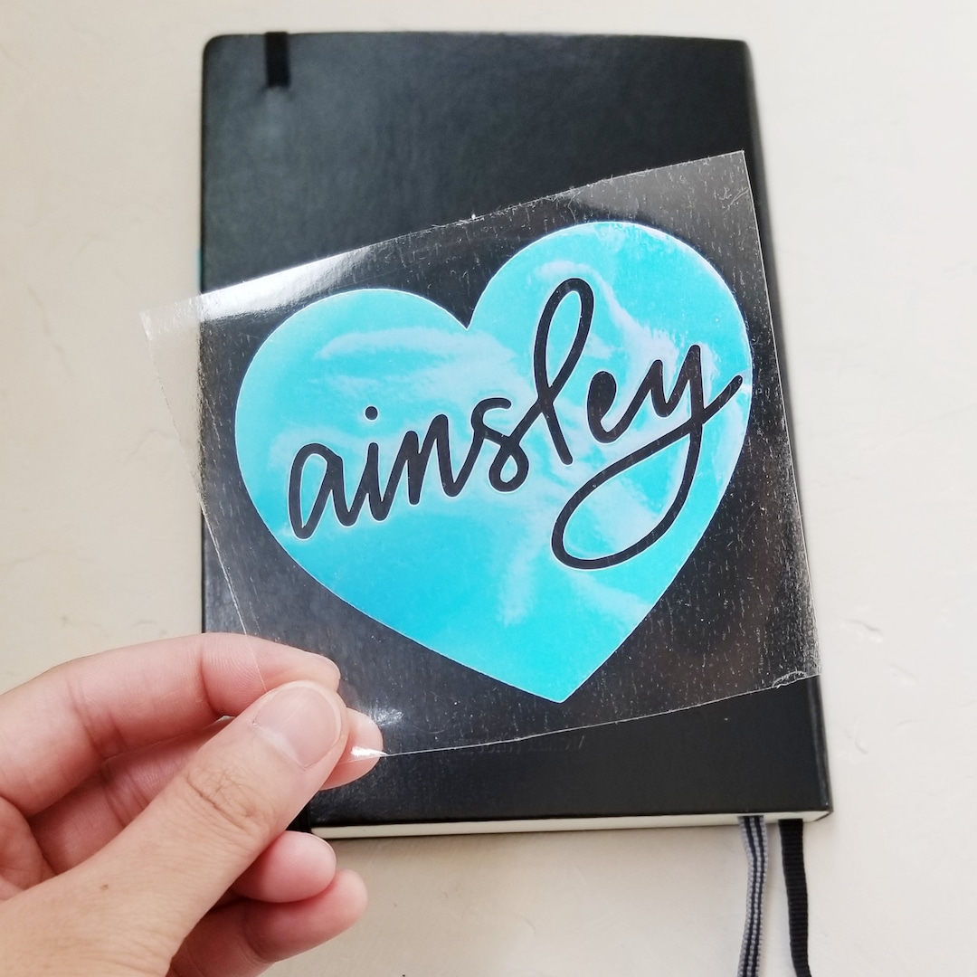 Custom Heart Name Holographic Vinyl Sticker | Planner Decal | Modern ...