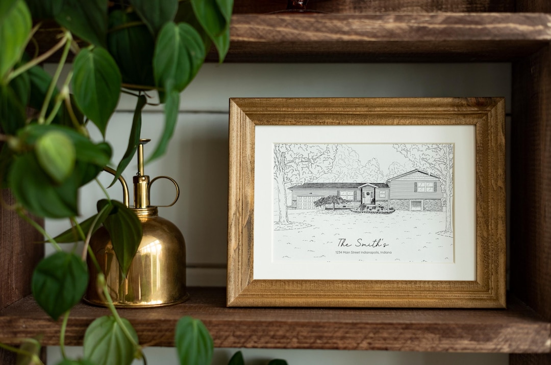 Custom Home Portrait, House Sketch, Illustration Print Black and White ...