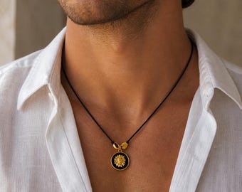 Black Gold Medusa Coin Necklace, Unisex Jewel, Greek Mythology Amulet, Mother's Day Gift