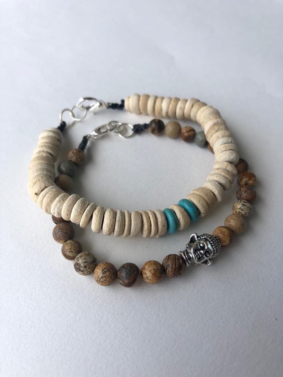 Men's Wooden Bracelet, Surfer Stackable Bracelet, Xmas
