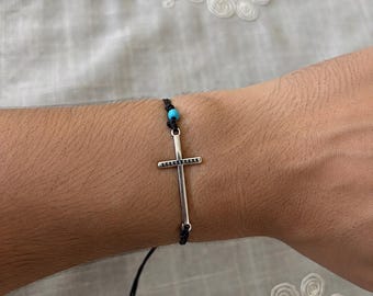 Cross Bracelet, Unisex Religious Charm Bracelet, Christian Orthodox Catholic Jewel