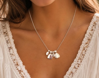 Familjehalsband i sterlingsilver: Mamma pappa barnberlock, bohemisk unisexpresent till mamma