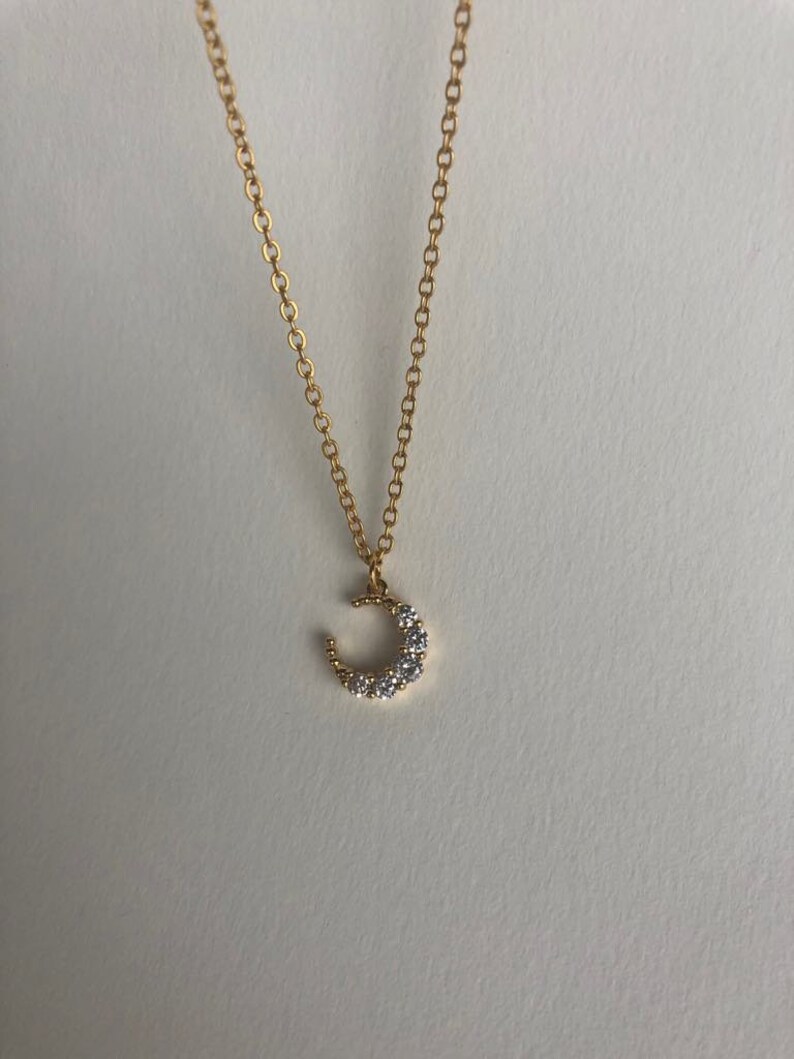 Layering Chain Necklaces Ancient Greek Gold Coin Necklace Set of 2 Layered Necklaces Half Moon Cubic Zirconia Necklace Medallion Jewelry