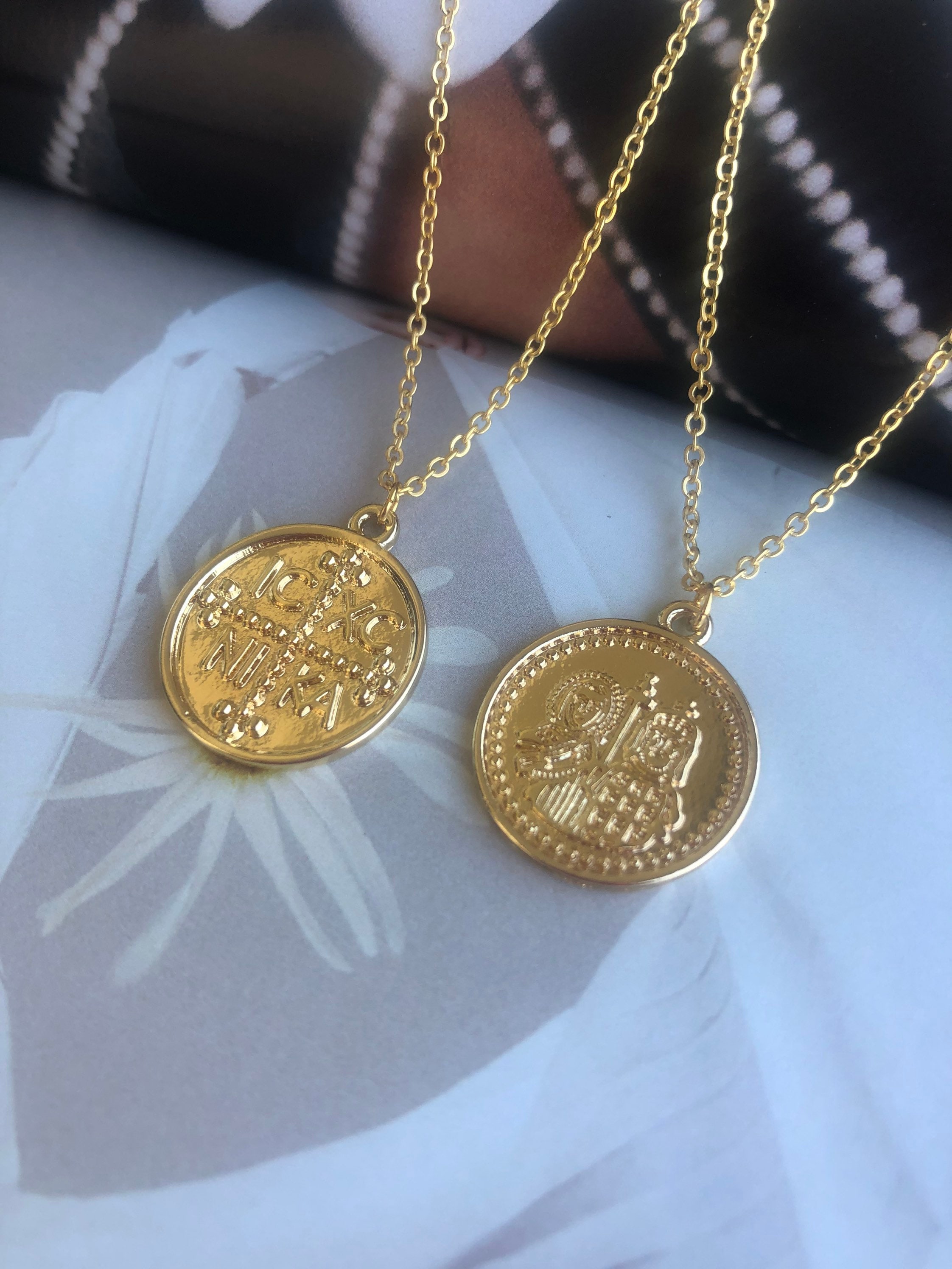 ビザンチンコインネックレスセット：ゴールドICXC NIKAクロス 