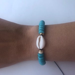 Boho Bracelet Set, Cowrie Turquoise Bracelet, Beaded Shell Bracelet ...
