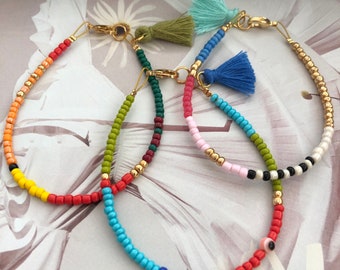 Seed Bead Tassel Bracelet: Colorful Boho Stackable Jewelry