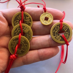Feng Shui Chiński Szczęśliwy Moneta Charm/Naszyjnik/Bransoletka, Prezent Bożonarodzeniowy Dla Niego Dla Niej Unisex Obfitość Bogactwo Pieniądze Dobrobyt Amulet, Wystrój Domu