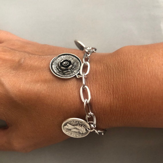 Chunky Silver Chain Bracelet Valentine 
