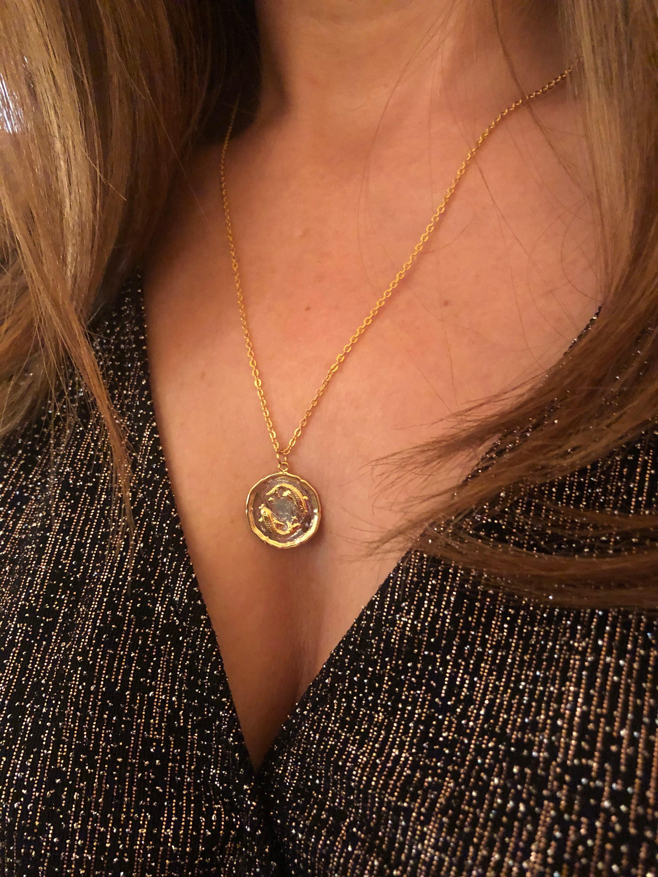 Zodiac Gold Coin Necklace Christmas 