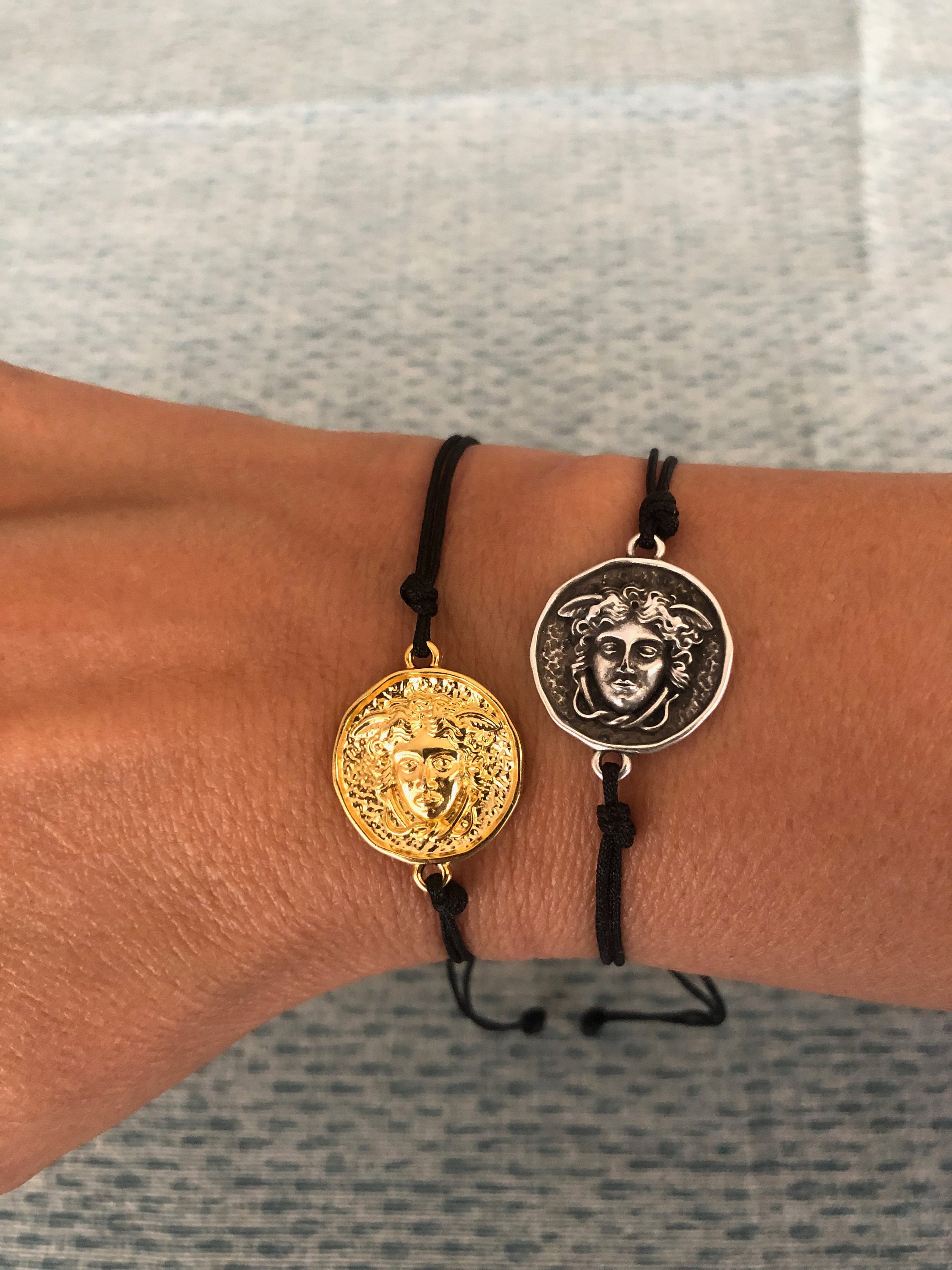 Medusa Bracelet: Gold/silver Greek Mythology Cord Jewelry - Etsy