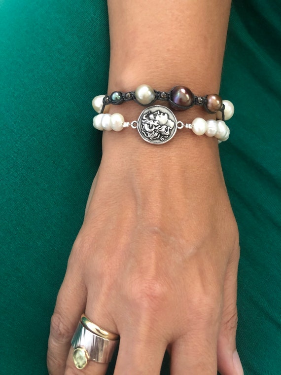 Bracciale Boho Con Moneta Disco E Perle D'Acqua Dolce – Catena Graffetta Oro, Gioiello Minimalista Per Donna – Regalo - 3
