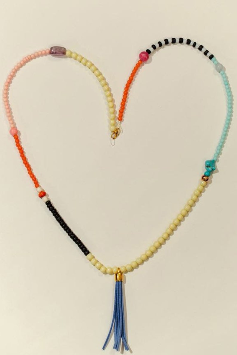 Ethnic Necklace Tassel Necklace Colourful Necklace Women/'s Jewellery Graduation Beaded Necklace Long Boho Necklace Gemstone Necklace