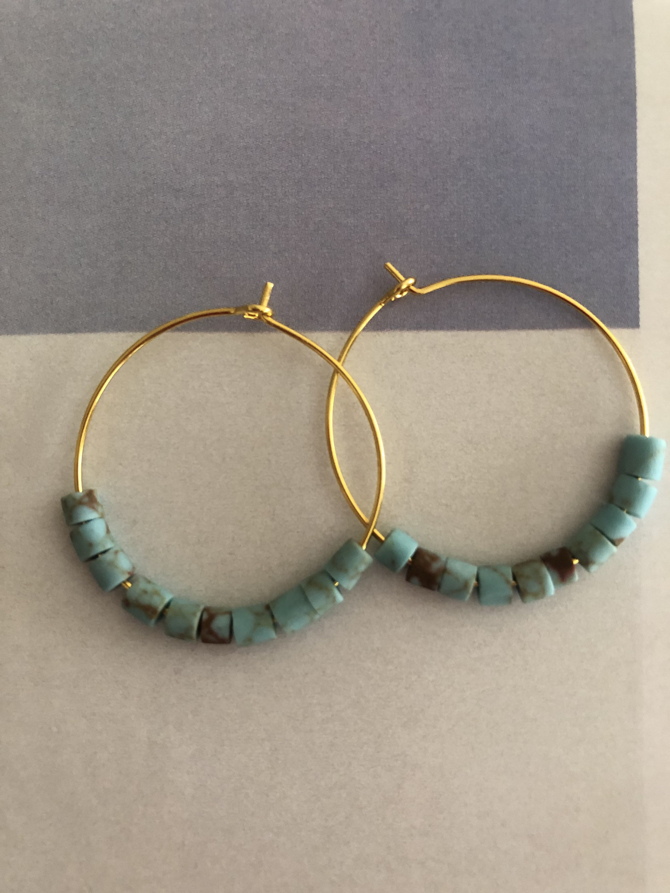 Orecchini A Cerchio Grandi Boho Con Perline Turchesi | Pendenti Etnici In Lega | Gioielli Per Donne E Ragazze
